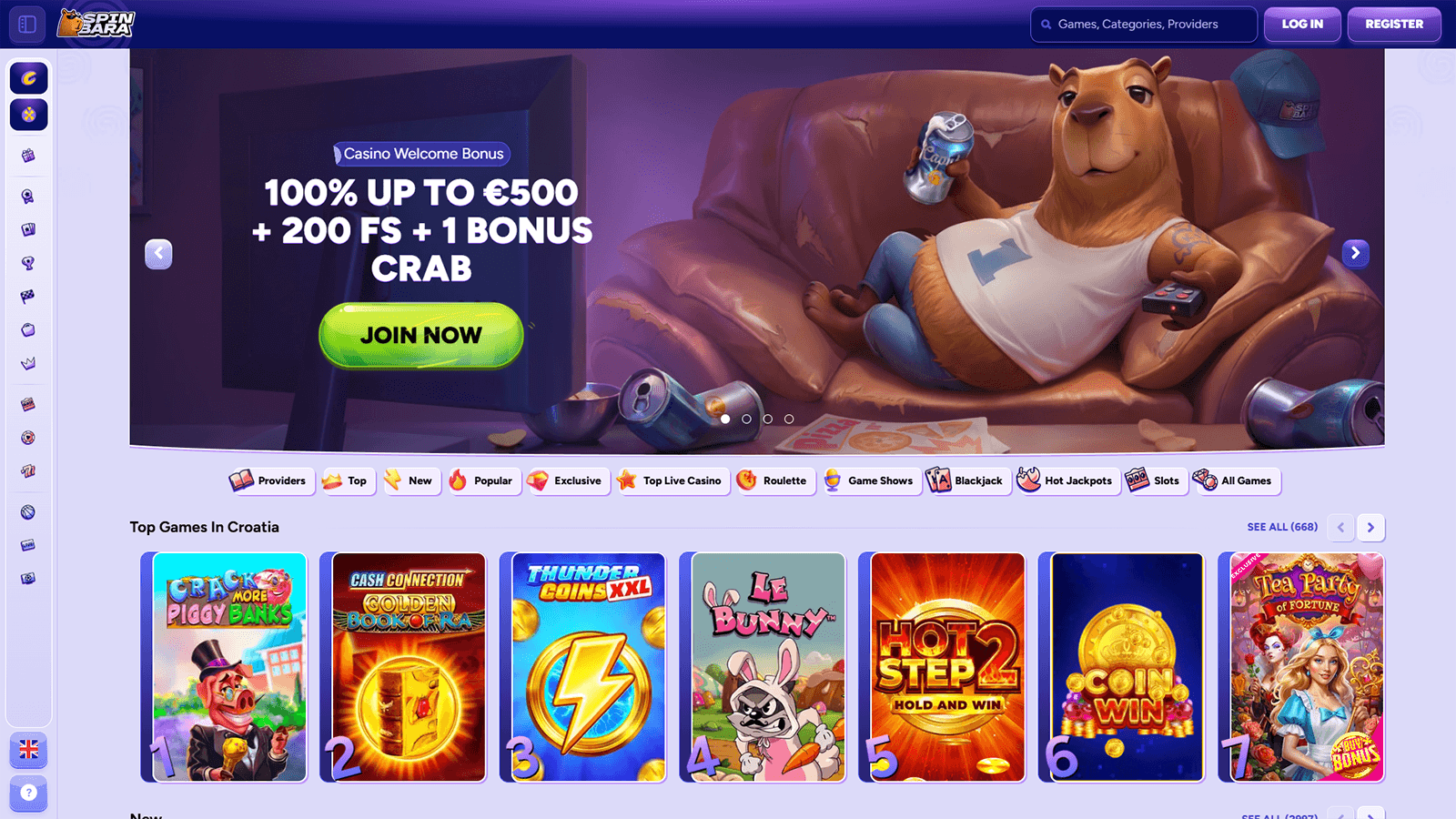 SpinBara Casino pagrindinis puslapis Lietuvoje